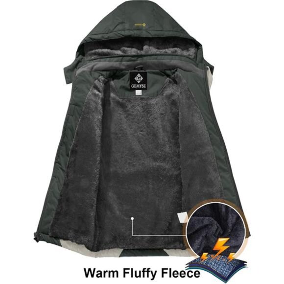 Boy's Waterproof Ski Snow Jacket Fleece Windproof Winter Jacket with Hood - Picture 6 of 7